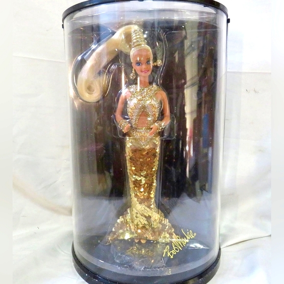 NRFB Bob Mackie Gold Barbie Doll Display Case Collectible NIB - Picture 1 of 6